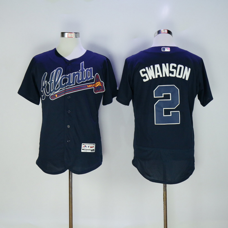 2017 MLB FLEXBASE Atlanta Braves  #2 Swanson dark blue jerseys->atlanta braves->MLB Jersey